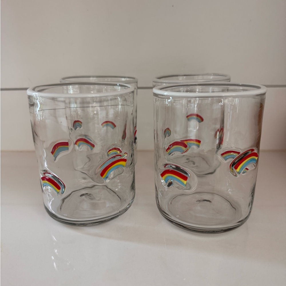Set of 4 Anthropologie Icon Rainbow Drinking Glasses